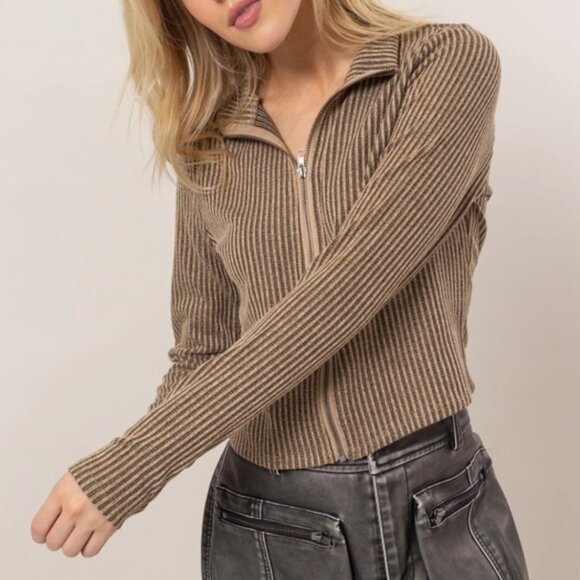 Carla Striped Zip-Up Knit Top - Picture 4 of 9